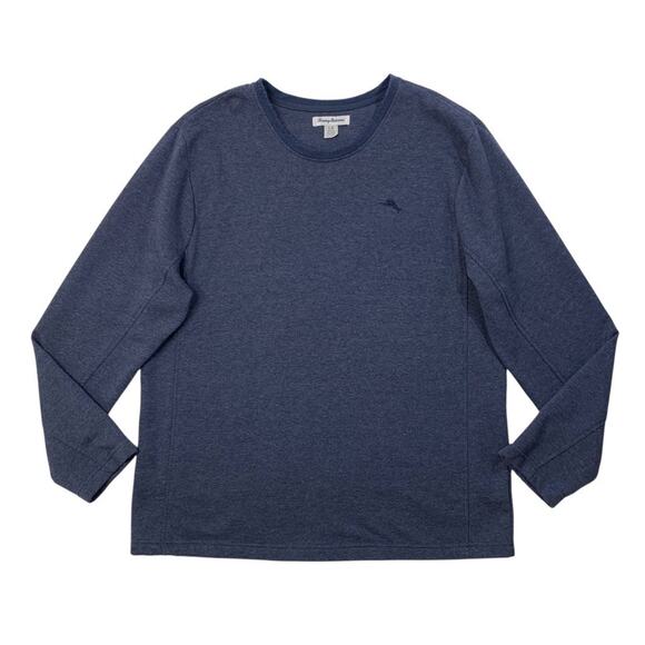 Tommy Bahama Shirt Mens L Large Navy Fleece Lined Brushed Back Lounge Sleep Tee - Picture 1 of 10